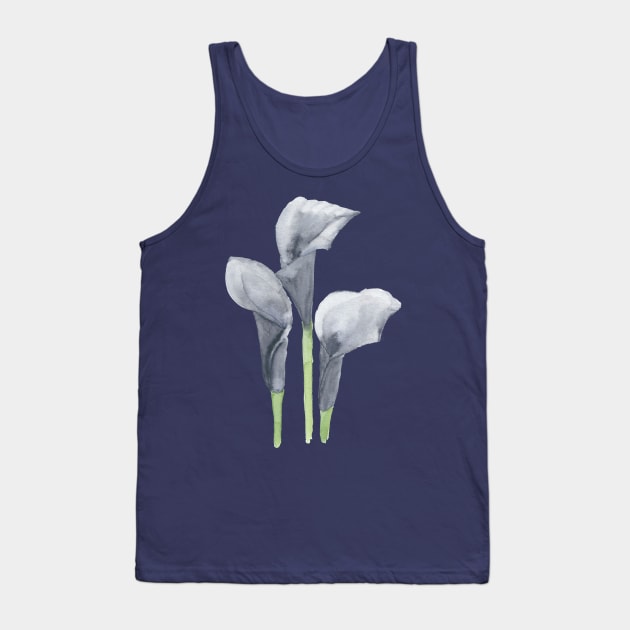 Black Calla Lily Tank Top by Sharon Rose Art